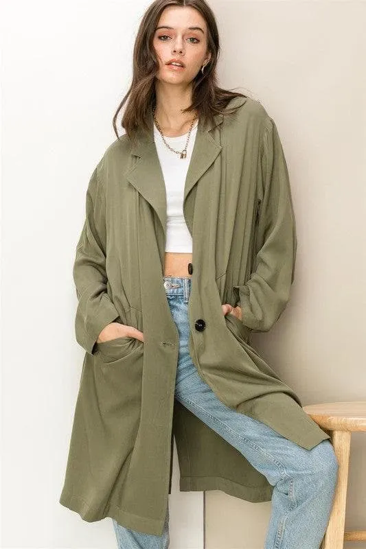 HYFVE Right Round Button Front Oversized Coat, 2 Colors