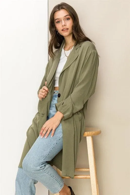 HYFVE Right Round Button Front Oversized Coat, 2 Colors