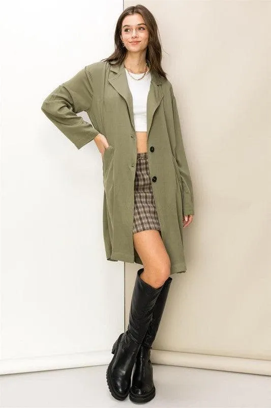 HYFVE Right Round Button Front Oversized Coat, 2 Colors