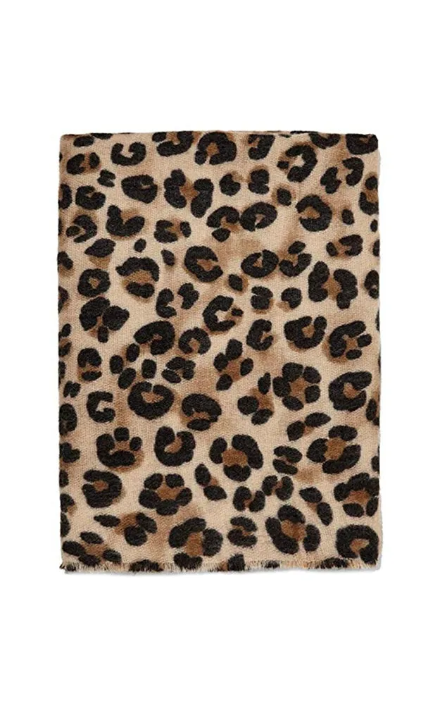 JC19249-01 Brown Leopard Print Oblong Scarf