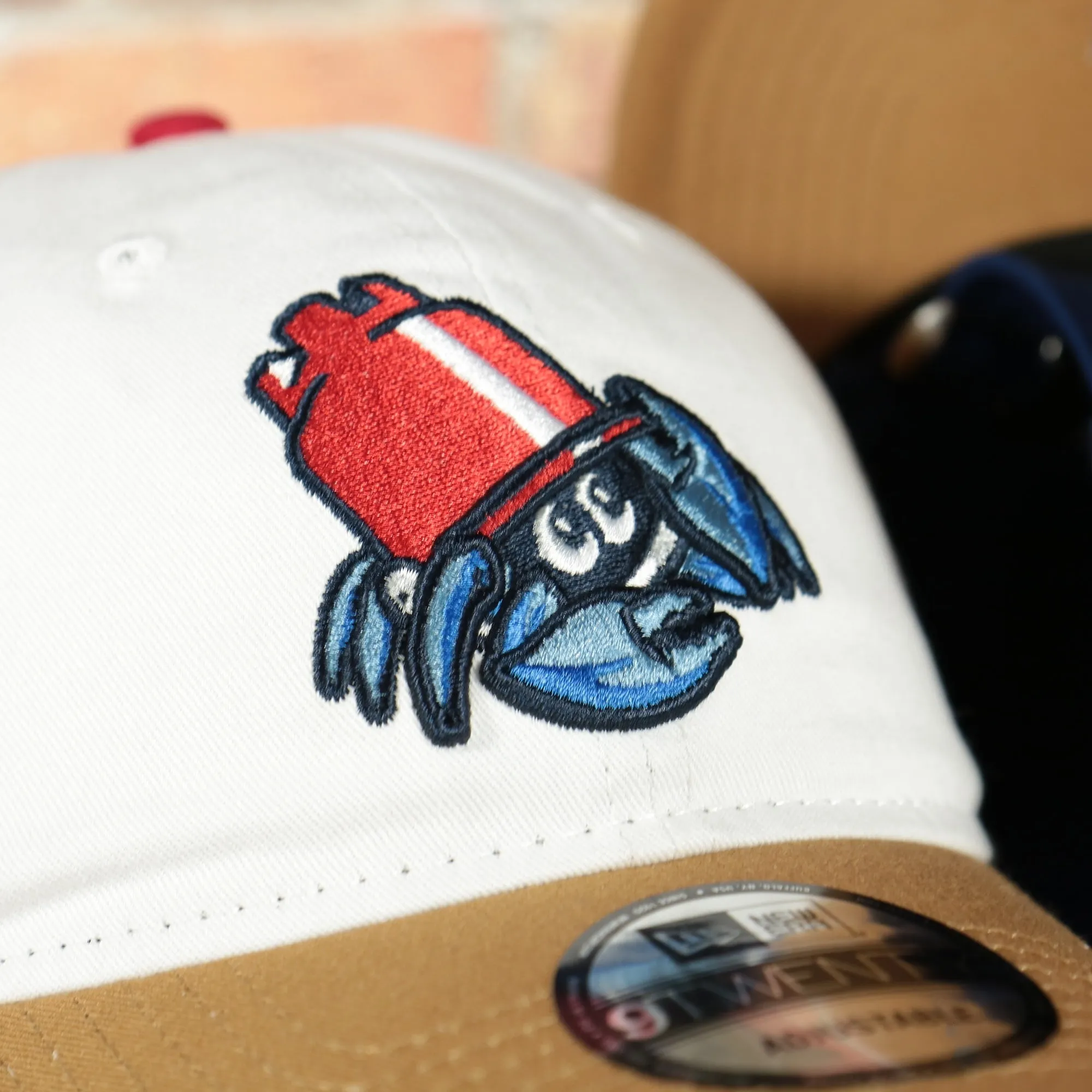 Jersey Shore Blueclaws Bucket Blueclaw MiLB Tan bottom 4 Tone | White/Red/Tan/Royal 9Twenty Dad Hat