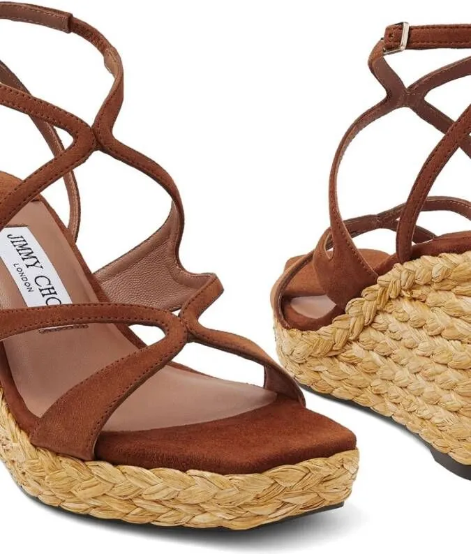 Jimmy Choo Ayla 85mm wedge sandals Brown