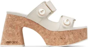 Jimmy Choo Fayence 95mm leather platform sandals White