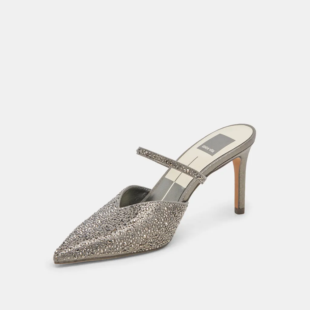 KANIKA CRYSTAL HEELS GUNMETAL FABRIC– Dolce Vita 6944472989762