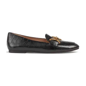 LK BENNETT Daphne Snaffle Croc-Embossed Loafers - Black