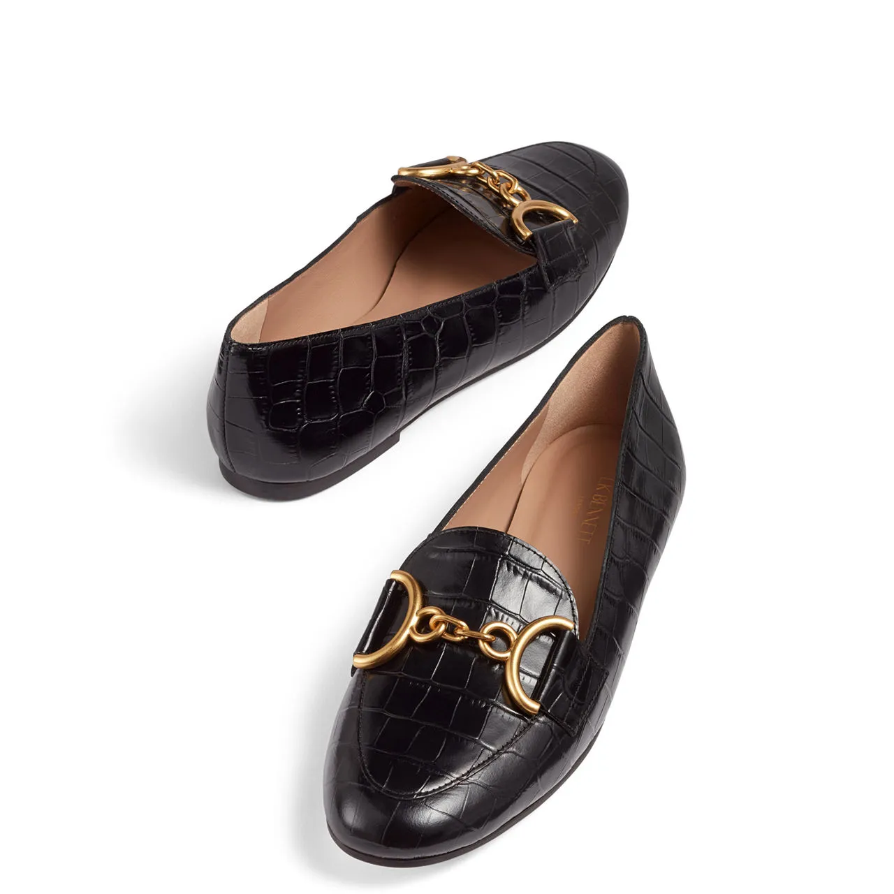 LK BENNETT Daphne Snaffle Croc-Embossed Loafers - Black