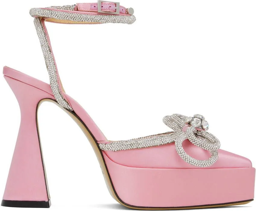 MACH & MACH Pink Double Bow Platform Heels