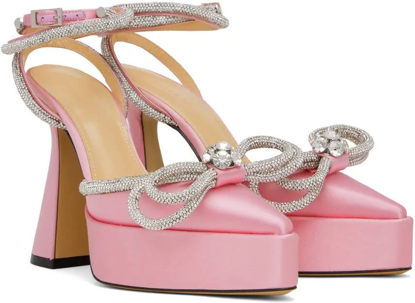 MACH & MACH Pink Double Bow Platform Heels