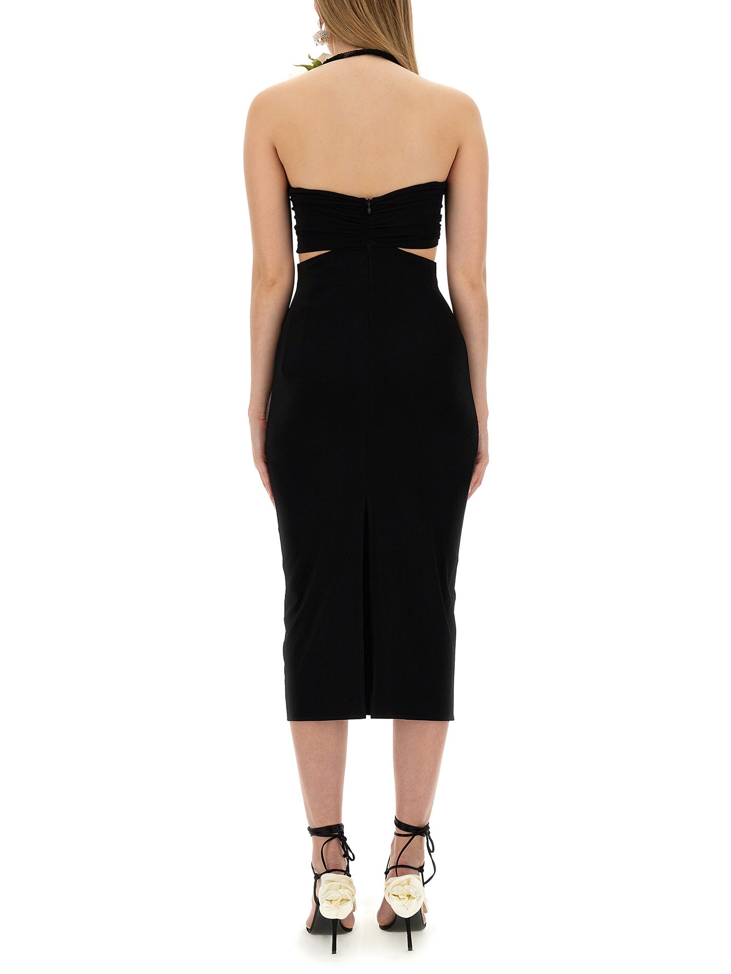 MAGDA BUTRYM    MIDI DRESS WITH FLOWER NECKLINE