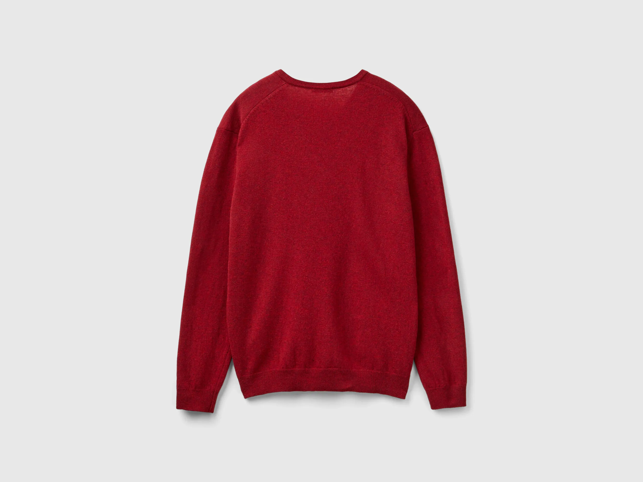 Marl red V-neck sweater in pure Merino wool - Red | Benetton