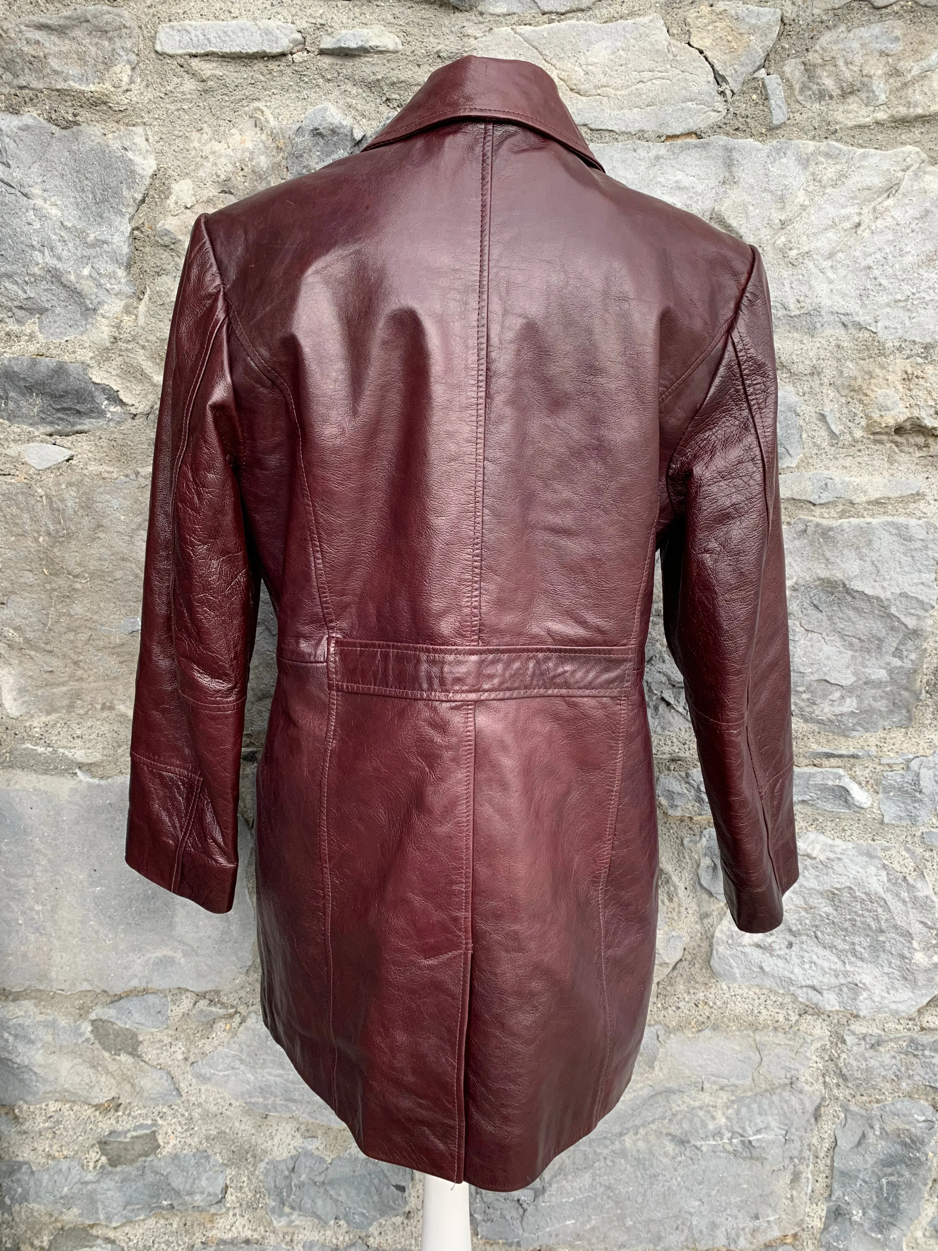 Maroon leather coat  uk 10-12