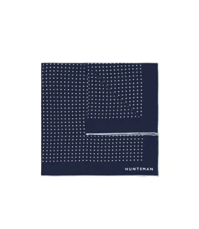 Navy Silk Spot Pocket Square