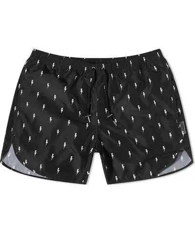 NEIL BARRETT Men's All Over Micro Bolt Swim Shorts