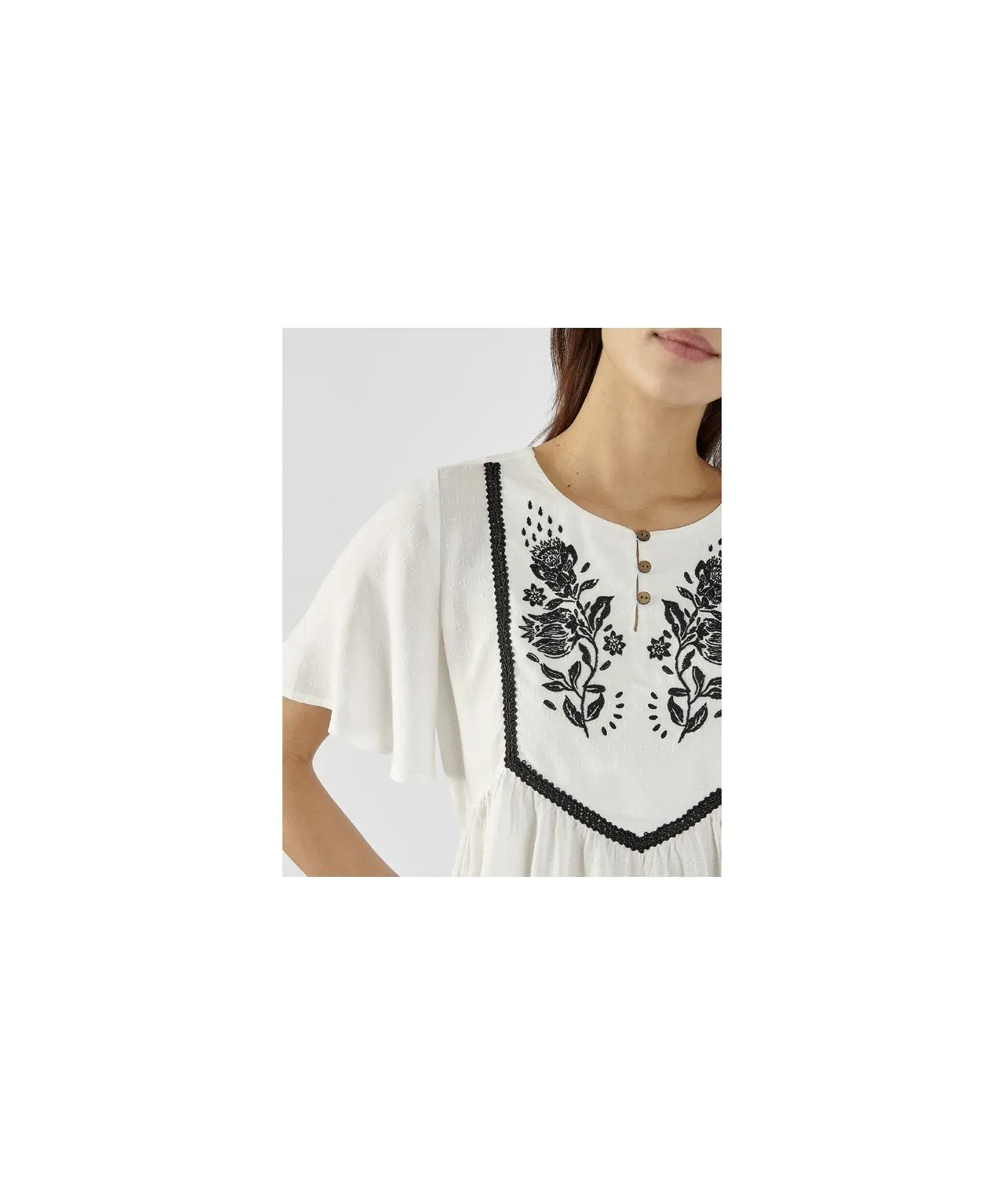 Off White Embroidered Blouse