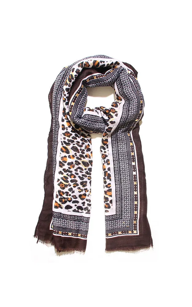 OP1C29 Leopard w/Framed Print Oblong Scarf