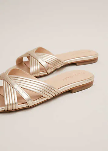 Phase Eight Leather Flat Slider Sandals | Grattan