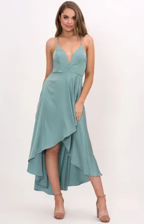 Plunge Neckline Dress with High Low Hem Feature (SSM10-2LA)