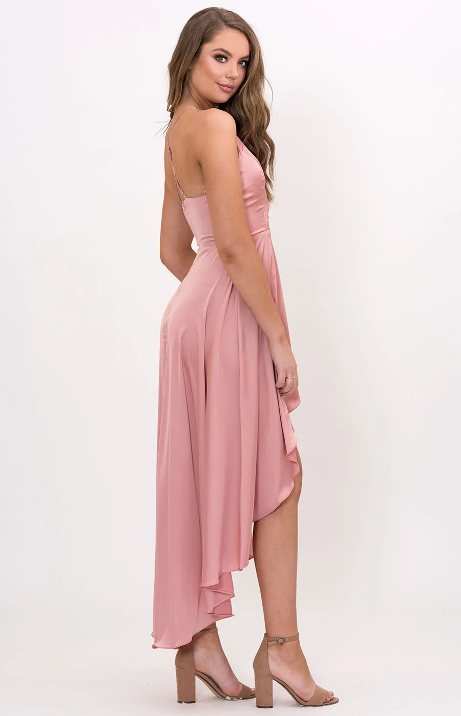 Plunge Neckline Dress with High Low Hem Feature (SSM10-2LA)