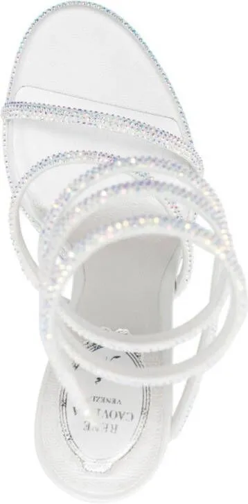 René Caovilla Cleo 110mm rhinestone-embellished sandals White