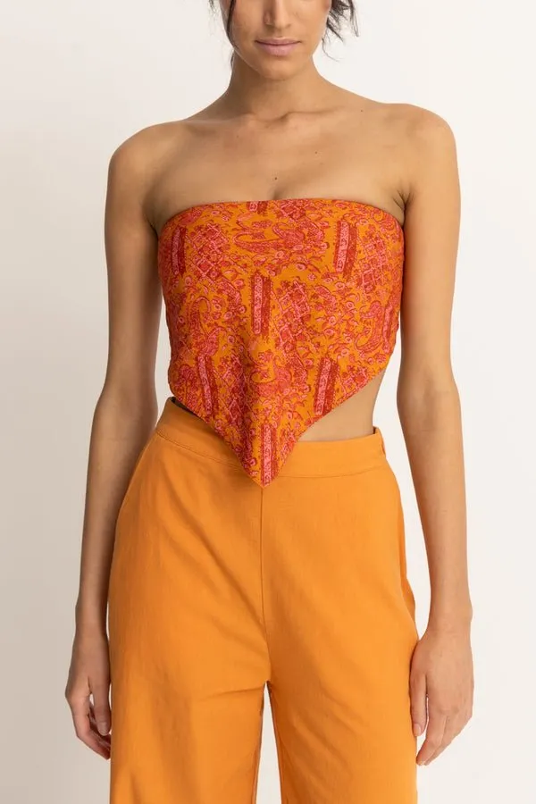 Rhythm Aida Paisley Scarf Top - Orange