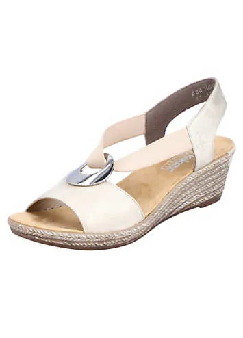 Rieker 624H6 Ladies Beige Elasticated Sandals | Kaleidoscope