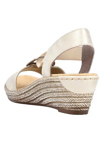 Rieker 624H6 Ladies Beige Elasticated Sandals | Kaleidoscope