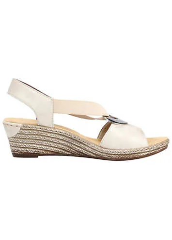 Rieker 624H6 Ladies Beige Elasticated Sandals | Kaleidoscope