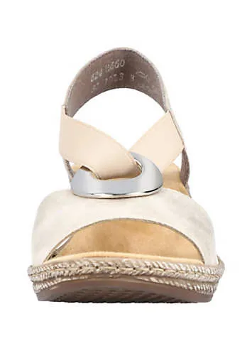 Rieker 624H6 Ladies Beige Elasticated Sandals | Kaleidoscope