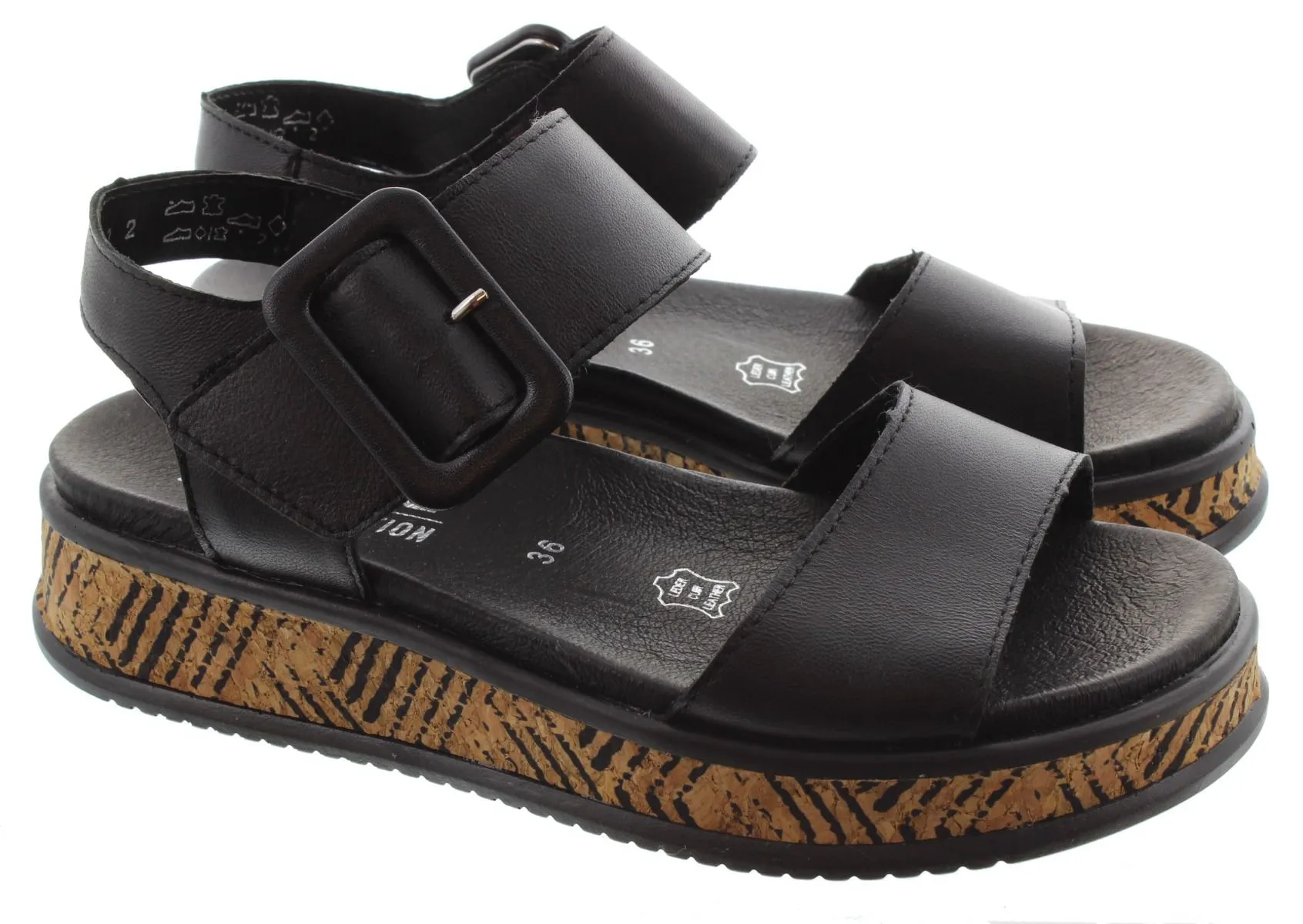 RIEKER Ladies W0800 Flat Sandals In Black