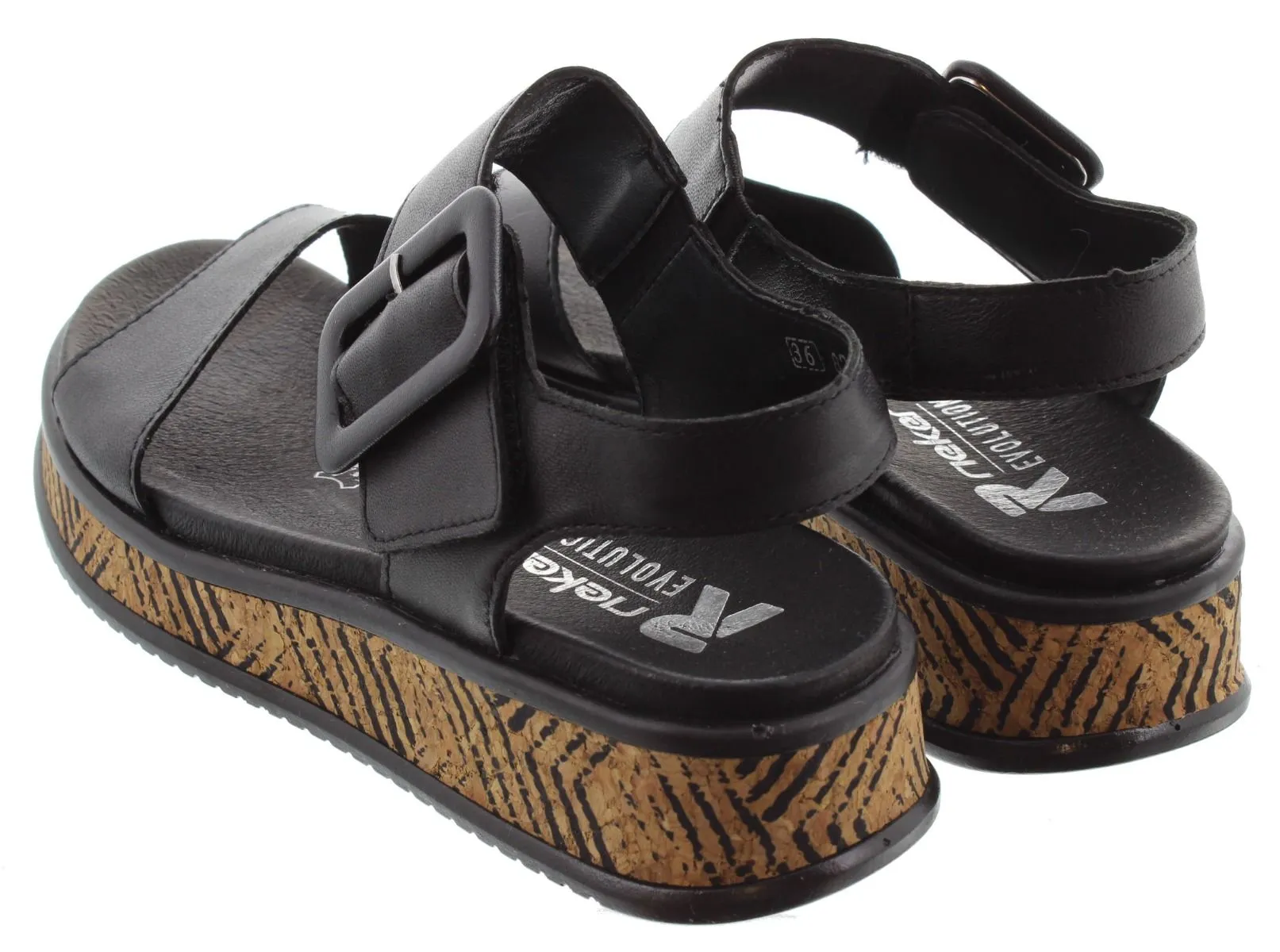 RIEKER Ladies W0800 Flat Sandals In Black