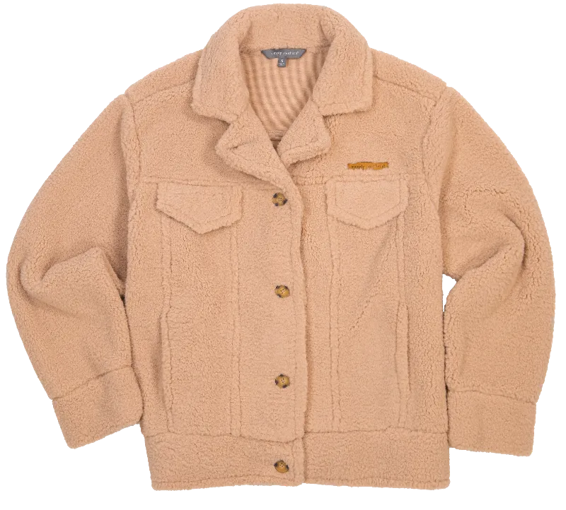 SALE Simply Southern Camel Soft Sherpa Shacket Jacket