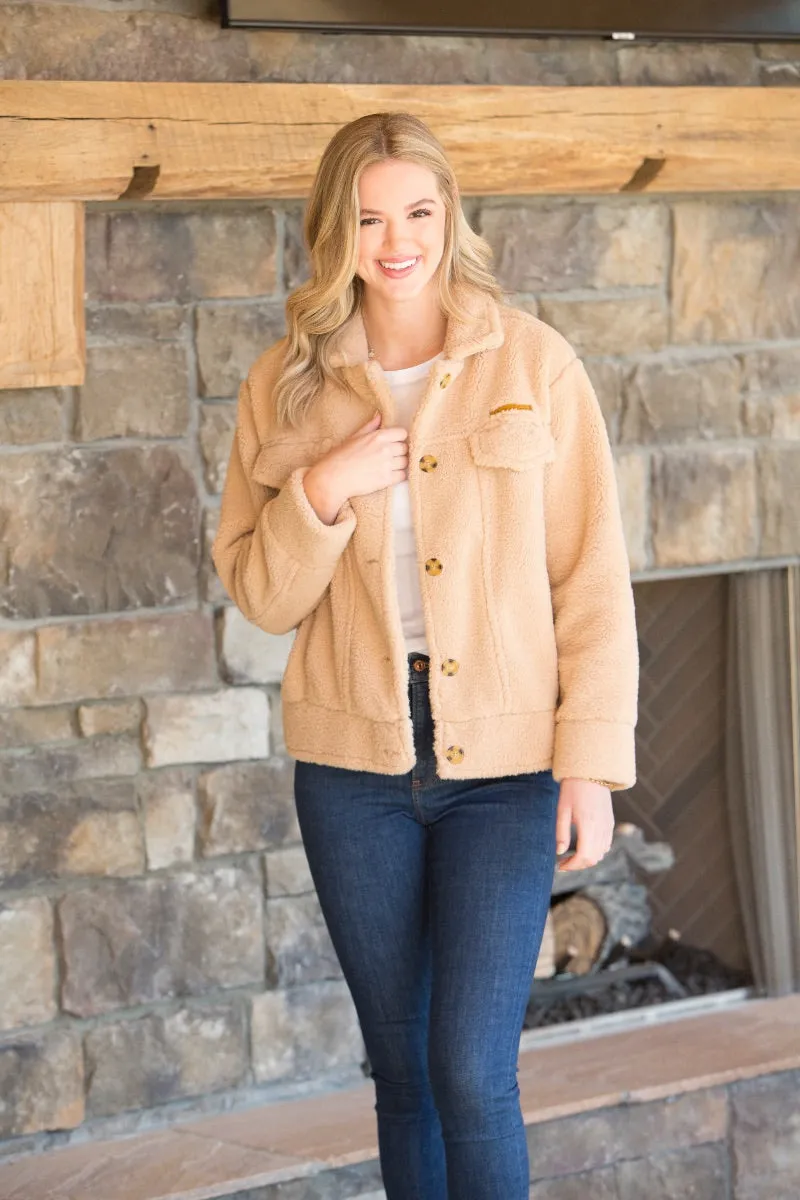 SALE Simply Southern Camel Soft Sherpa Shacket Jacket