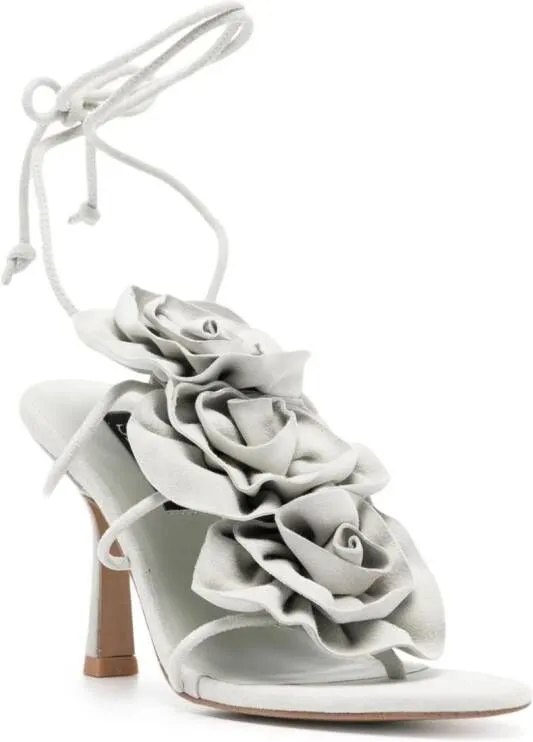 Senso Karli 90mm floral-appliqué sandals White