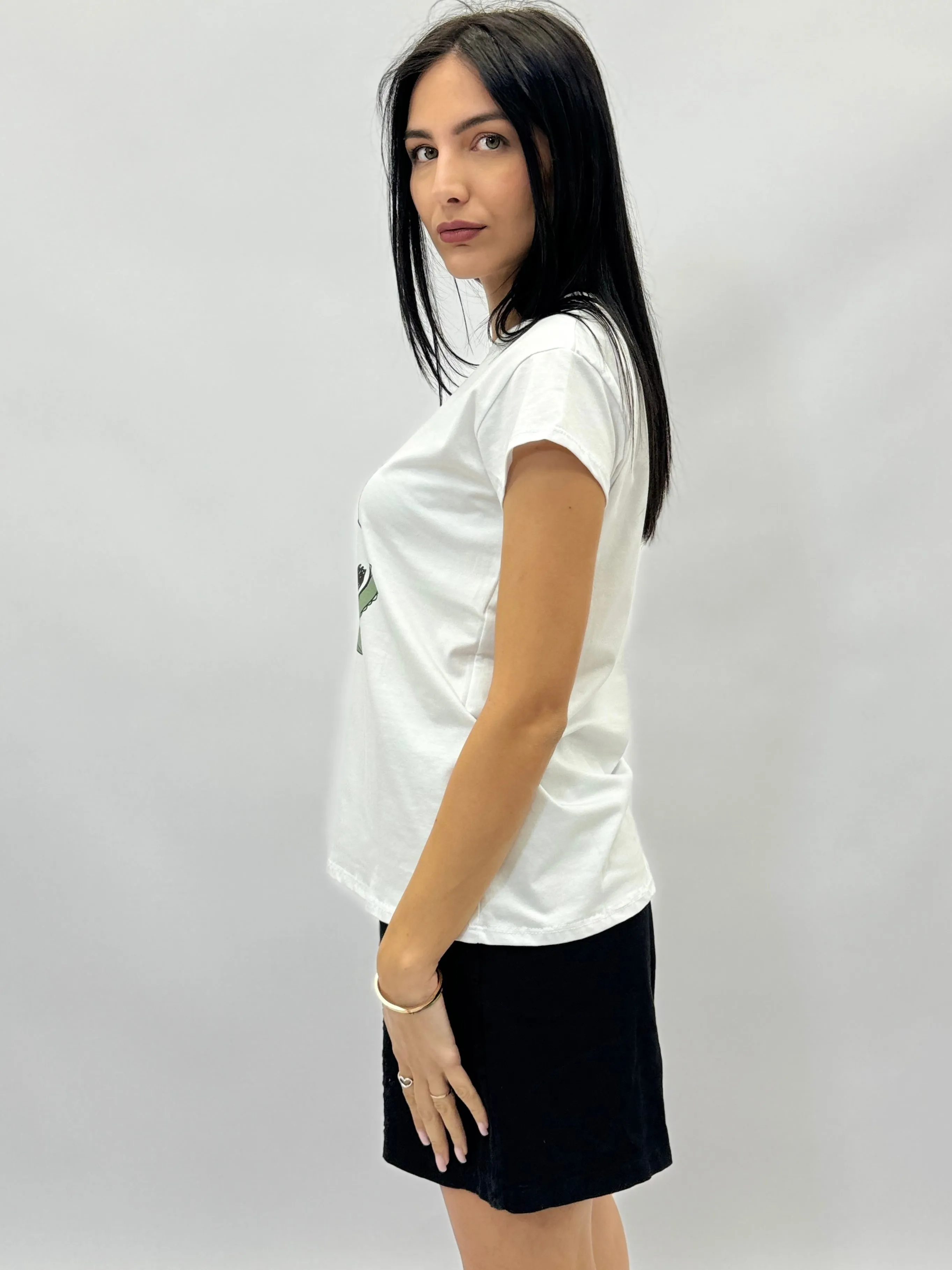 T-shirt con scritta e stampa