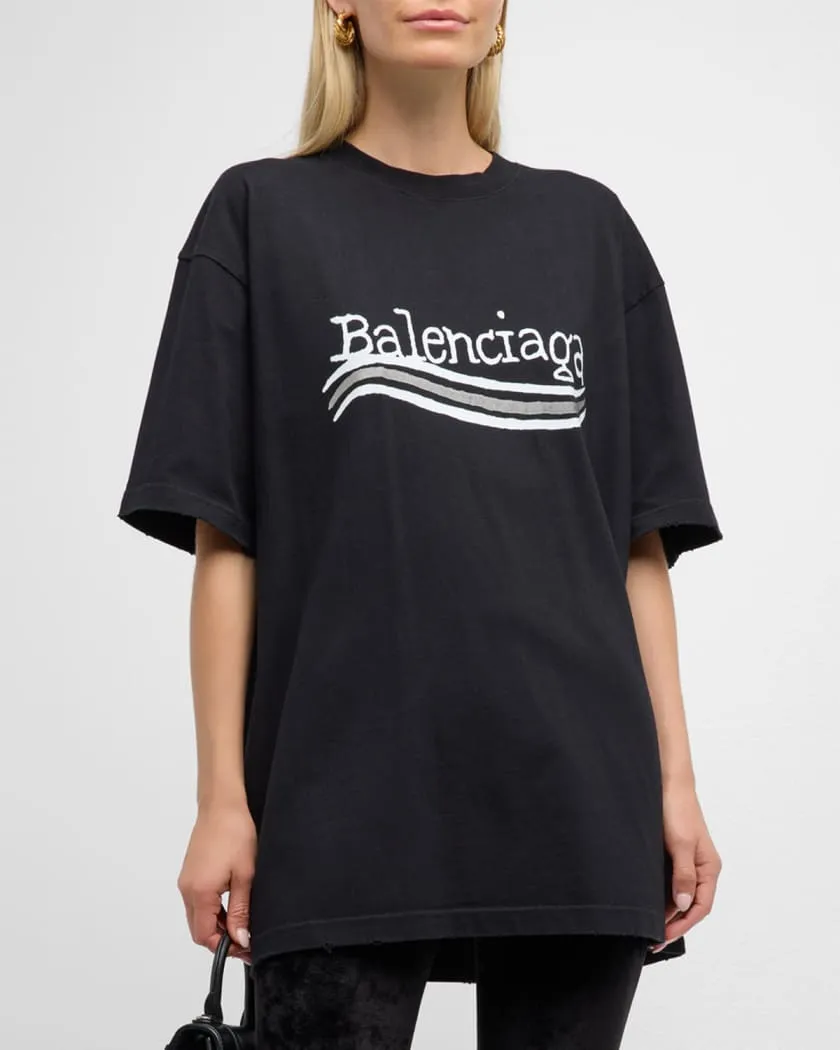 T-shirt unisex BALENCIAGA hand drawn Political Campaign large fit Nera