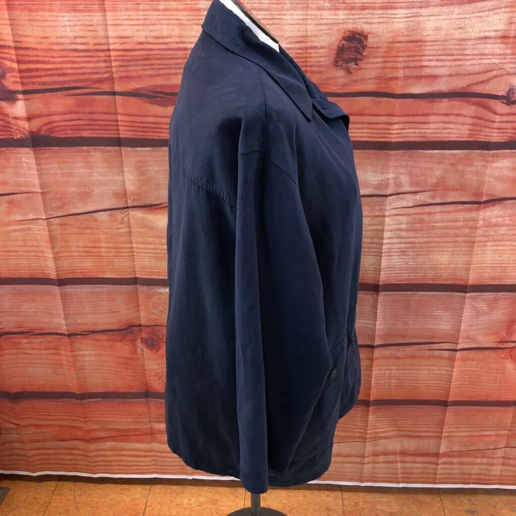 TALBOTS BLUE MICROFIBER COAT SIZE LARGE TCC