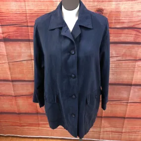 TALBOTS BLUE MICROFIBER COAT SIZE LARGE TCC