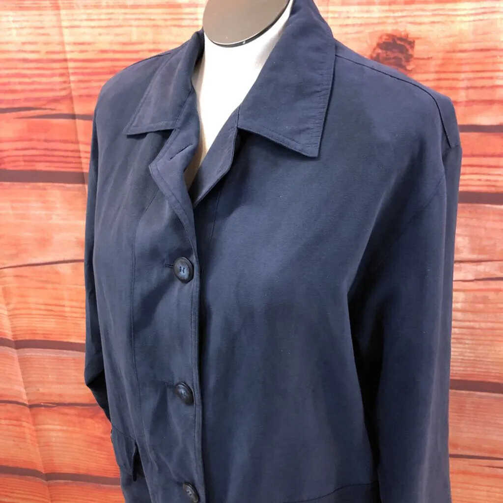 TALBOTS BLUE MICROFIBER COAT SIZE LARGE TCC