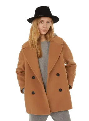 THE SOCIAL SUNDAY  Short coat in blended cashmere - Brown