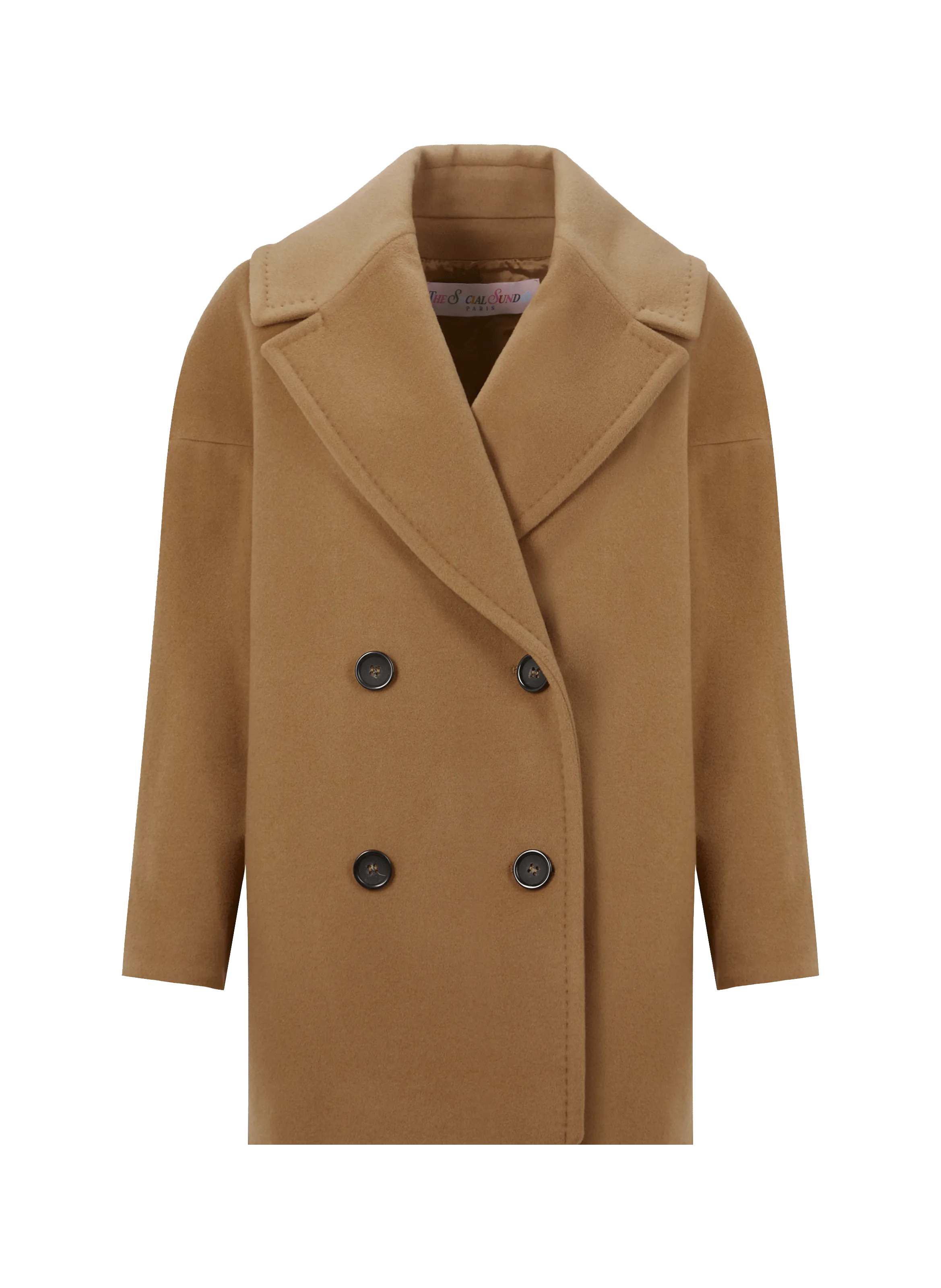 THE SOCIAL SUNDAY  Short coat in blended cashmere - Brown