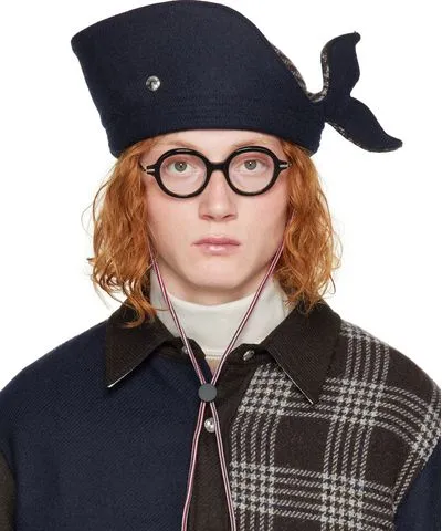 Thom Browne Navy Turn Back Whale Hat