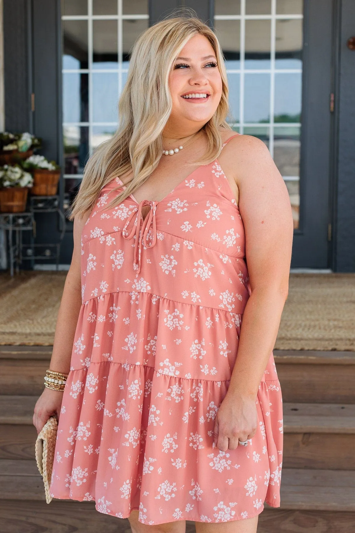 Together Forever Floral Dress- Peach