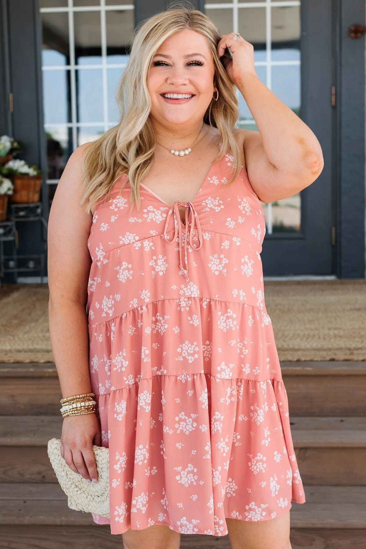 Together Forever Floral Dress- Peach