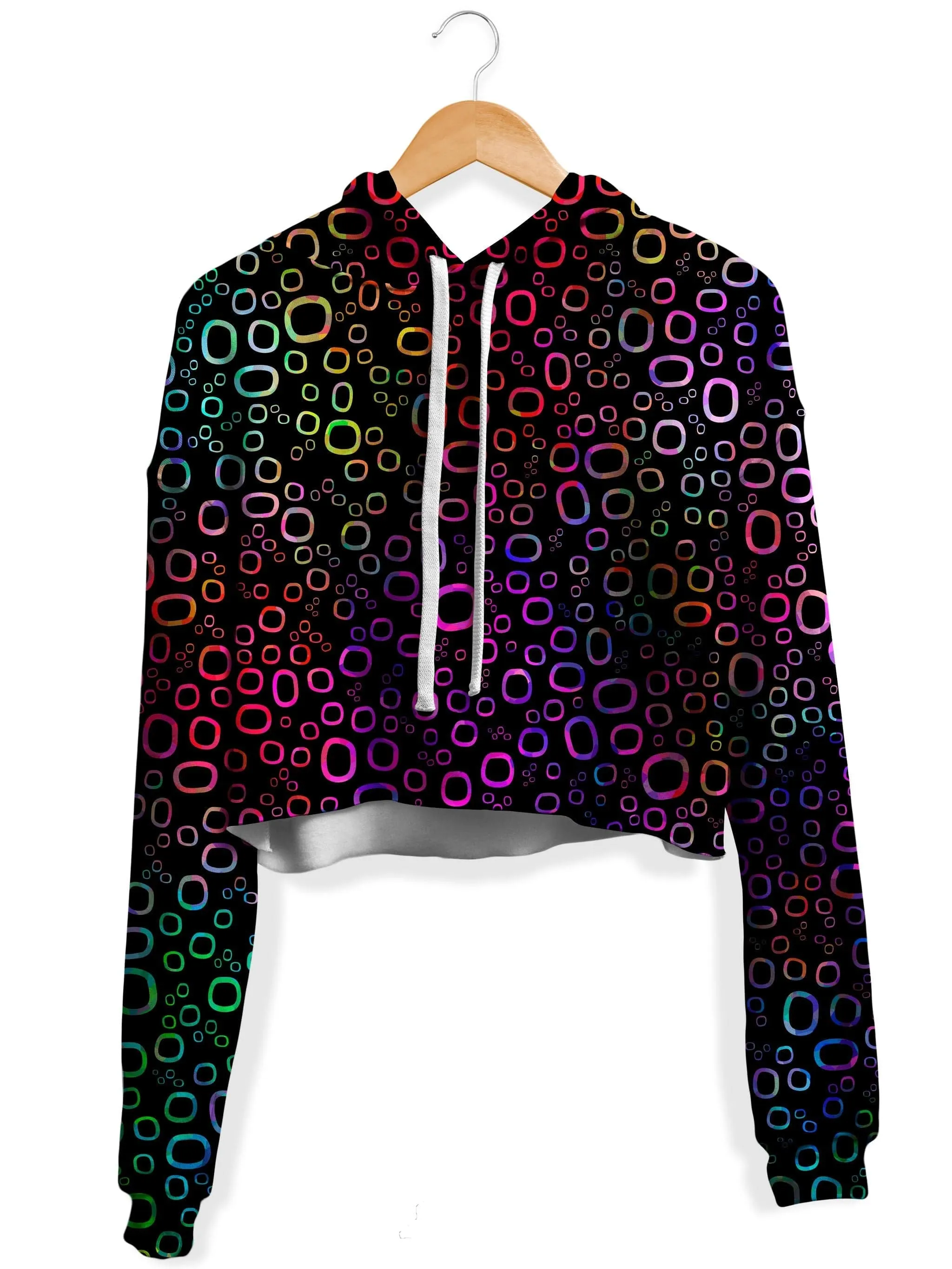 Trippy Color Journey Fleece Crop Hoodie