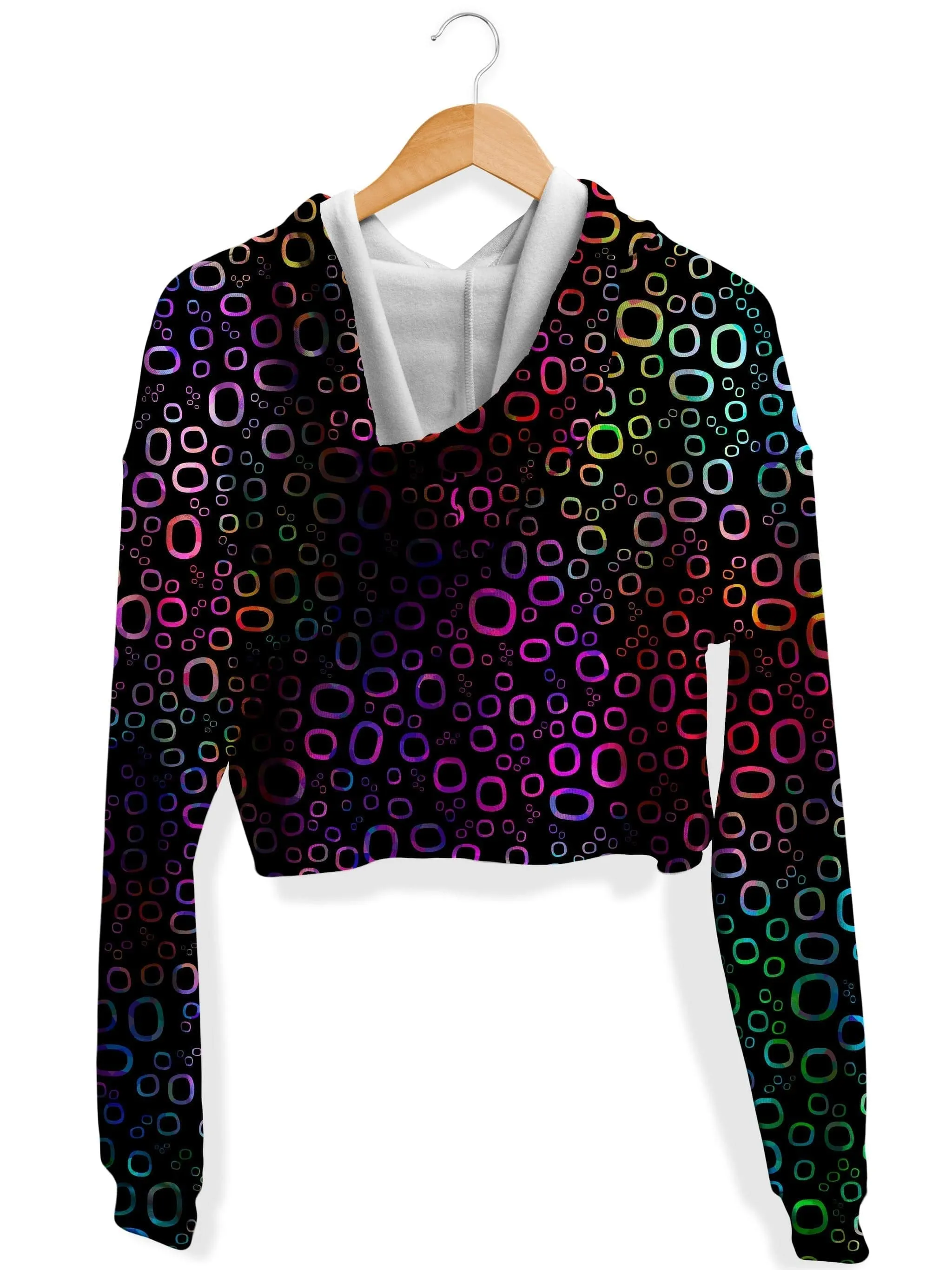 Trippy Color Journey Fleece Crop Hoodie