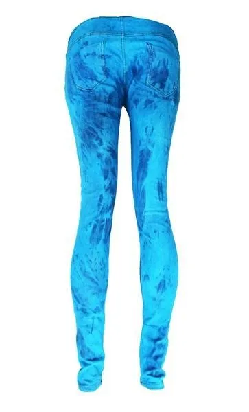 Turquoise acid wash tie dye skinny jeans | Unisex Size S