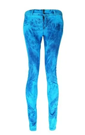 Turquoise acid wash tie dye skinny jeans | Unisex Size S