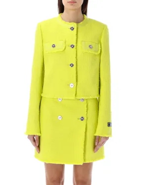 VERSACE Bouclé Tweed Raglan Jacket in Yellow for Women - SS24