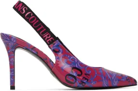 Versace Jeans Couture Pink & Purple Barocco Scarlett Slingback Heels