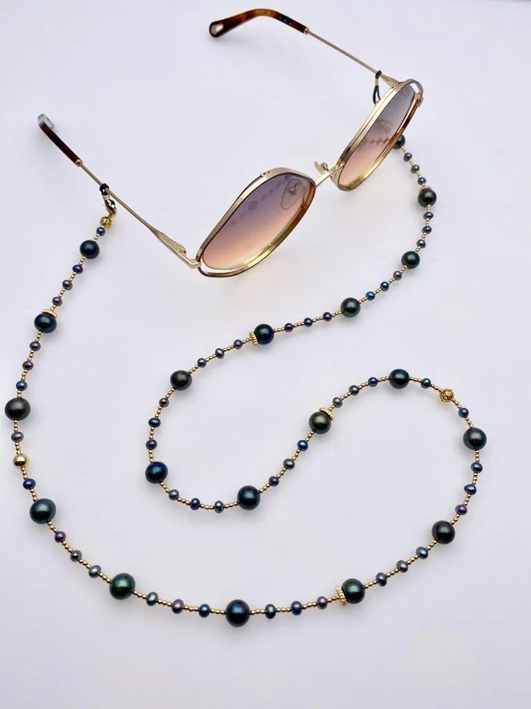 Versatile Black Freshwater Pearls Glasses Chain EC011